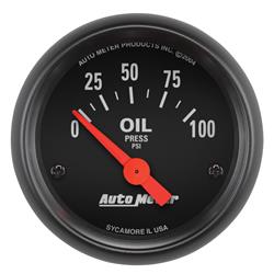 Gauge, Oil Pressure, 0-100 psi, Z-Series, 2 1/16 in., Analog, Electrical, Each