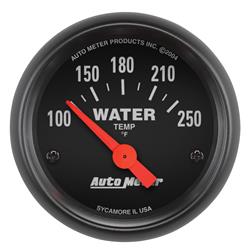 Gauge, Water Temperature, Black, 100-250 Degrees F, 2 1/16 in., Analog, Electrical, Each