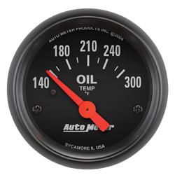 Gauge, Z-Series, Oil Temperature, 140-300 Degrees F, 2 1/16 in., Analog, Electrical, Each