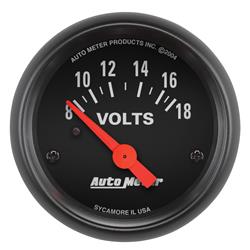 Gauge, Z-Series, Voltmeter, 8-18 V, 2 1/16 in., Analog, Electrical, Each