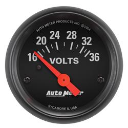 Gauge, Z-Series, Voltmeter, 16-36 V, 2 1/16 in., Analog, Electrical, 24 V, Each