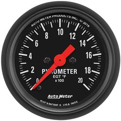 Gauge, EGT/Pyrometer, 0-2,000 Degrees, 2 1/16 in., Analog, Electrical, Black Face, Each