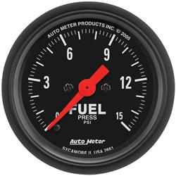 Gauge, Z-Series, Fuel Pressure, 0-15 psi, 2 1/16 in., Analog, Electrical, Each