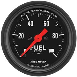 Gauge, Z-Series, Fuel Pressure, 0-100 psi, 2 1/16 in., Analog, Electrical, Each