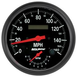 Gauge, Z-Series, Speedometer, Tachometer, Electric, 5 in., 0-160 mph/0-8,000 rpm, Black Face, Orange Pointer, White Numbers, Black Bezel, Each