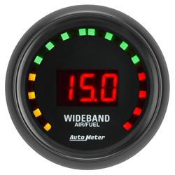 Gauges, Z-Series Digital, Air/Fuel Ratio, 10:1-17:1 Air/Fuel Ratio Range, 2 1/16 in. Diameter, Black Face, Red Numbers, Electrical, Each
