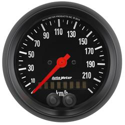 Gauge, Z-Series, Analog, Speedometer, 0-225 kmh, 3 3/8 in. Diameter, Black Face, Electrical, GPS Antenna, Each
