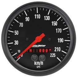 Gauge, Z-Series, Analog, Speedometer, 0-225 kmh, 5 in. Diameter, Black Face, Electrical, GPS Antenna, Each