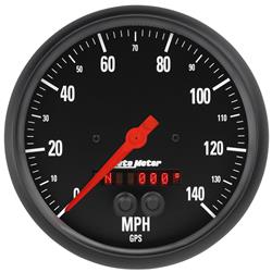 Gauge, Z-Series, Analog, Speedometer, 0-140 mph, 5 in. Diameter, Black Face, Electrical, GPS Antenna, Each