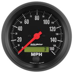 Speedometer, Z-Series, 0-160 mph, 3 3/8 in., Black Face, Analog/Digital, Electrical, Each