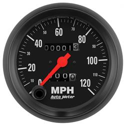 Speedometer, Z-Series, 0-120 mph, 3 3/8 in., Analog, Mechanical, Each