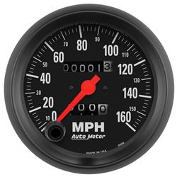 Speedometer, Z-Series, 0-160 mph, 3 3/8 in., Analog, Mechanical, Each