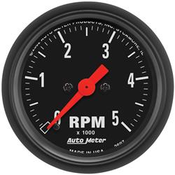 Tachometer, Z-Series, 0-5,000 rpm, 2 1/16 in., Analog, Electrical, Each