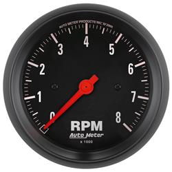Tachometer, Z-Series, 0-8,000 rpm, 3 3/8 in., Analog, Electrical, Each