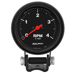Tachometer, Performance Series, 0-4,000 rpm, 2 5/8 in., Analog, Electrical, Each