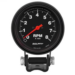 Tachometer, Performance Series, 0-8,000 rpm, 2 5/8 in., Analog, Electrical, Each