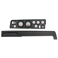 Gauge Kit, Phantom, Analog, White Face, Speedometer, Tach, Oil, Water, Volt, Fuel, Black Numbers, Red Pointers, Black Panel, Dodge, Kit