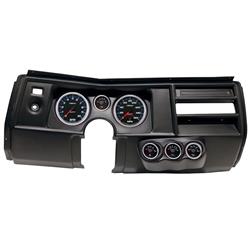 Gauge Kit, Cobalt, Analog, Black Face, Speedo, Tach, Oil, Water, Volt, Fuel, White/Blue Numbers, Red Pointers, Black Panel, Chevy, No Vent, Kit