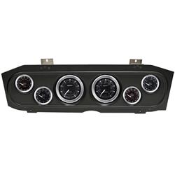 Gauge Kit, Chrono, Analog, Black Face, Speedo, Tach, Oil, Water, Volt, Fuel, White Numbers and Pointers, Black Panel, Mercury, Kit