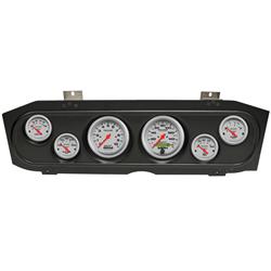 Gauge Kit, Ultra-Lite, Analog, Silver Face, Speedo, Tach, Oil, Water, Volt, Fuel, Black Numbers, Red Pointers, Black Panel, Mercury, Kit