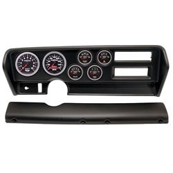 Gauge Kit, Sport-Comp II, Analog, Black Face, Speedo, Tach, Oil, Water, Volt, Fuel, White Numbers, Red Pointers, Black Panel, Pontiac, With A/C, Kit