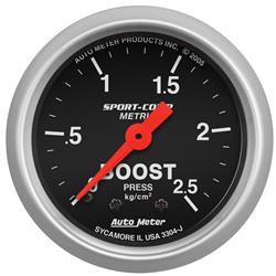 Gauge, Sport-Comp, Boost Pressure, 0-2.5 kg/cm2, 2 1/16 in., Analog, Mechanical, Each