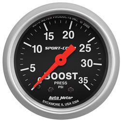 Gauge, Sport-Comp, Boost Pressure, 0-35 psi, 2 1/16 in., Analog, Mechanical, Each