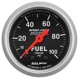 Gauge, Sport-Comp, Fuel Pressure, 0-100 psi, 2 1/16 in., Analog, Mechanical, Each