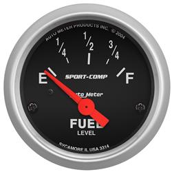 Gauge, Sport-Comp, Fuel Level, Empty/Full, 0 Ohms/90 Ohms, 2 1/16 in., Analog, Electrical, Each
