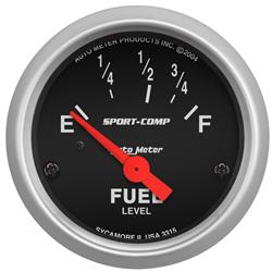 Gauge, Sport-Comp, Fuel Level, Empty/Full, 73 Ohms/10 Ohms, 2 1/16 in., Analog, Electrical, Each