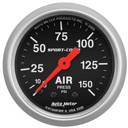 Gauge, Sport-Comp, Air Pressure, 0-150 psi, 2 1/16 in., Analog, Mechanical, Each