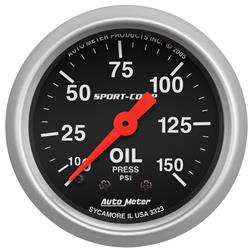 Gauge, Sport-Comp, Oil Pressure, 0-150 psi, 2 1/16 in., Analog, Mechanical, Each