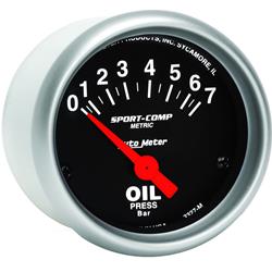 Gauge, Sport-Comp, Oil Pressure, 0-7 Bar, 2 1/16 in., Analog, Electrical, Each