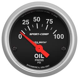 Gauge, Sport-Comp, Oil Pressure, 0-100 psi, 2 1/16 in., Analog, Electrical, Each