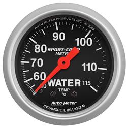 Gauge, Sport-Comp, Water Temperature, 50-115 Degrees C, 2 1/16 in., Analog, Mechanical, Each