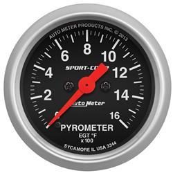 Gauge, Sport-Comp, Pyrometer, 0-1,600 Degrees F, 2 1/16 in., Analog, Electrical, Each