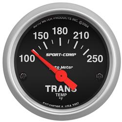 Gauge, Sport-Comp, Transmission Temperature, 100-250 Degrees F, 2 1/16 in., Analog, Electrical, Each