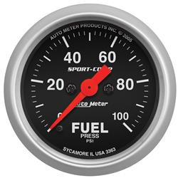 Gauge, Sport-Comp, Fuel Pressure, 0-100 psi, 2 1/16 in., Analog, Electrical, Each