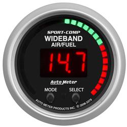 Gauge, Sport-Comp, Pro, Air/Fuel Ratio, 0-5 Ohm Wideband, Lean/Rich, 2 1/16 in., Digital, Electrical, Each