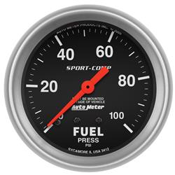 Gauge, Sport-Comp, Fuel Pressure, 0-100 psi, 2 5/8 in., Analog, Mechanical, Each