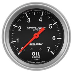 Gauge, Sport-Comp, Oil Pressure, 0-7 kg/cm2, 2 5/8 in., Analog, Mechanical, Each