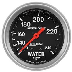 Gauge, Water Temperature, Black, 120-240 Degrees F, 2 5/8 in., 12 foot Capillary Tube, Mechanical, Analog, Mechanical, Each