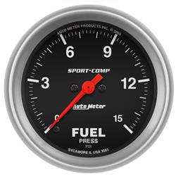 Gauge, Sport-Comp, Fuel Pressure, 0-15 psi, 2 5/8 in., Analog, Electrical, Each