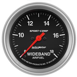 Gauge, Sport-Comp, Air/Fuel Ratio, 8:1 to 18:1 Range, 2 5/8 in., Analog, Electrical, Each