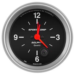 Gauge, Sport-Comp, Clock, 2 5/8 in., Analog, Electrical, Each