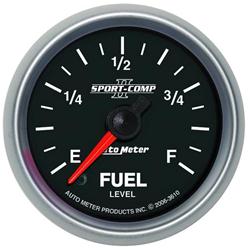 Gauge, Sport-Comp II, Fuel Level, Empty/Full, 0 Ohms/280 Ohms, 2 1/16 in., Analog, Electrical, Each
