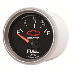 Gauge, Sport-Comp II, Chevy Red Bowtie Emblem, Fuel Level, Empty/Full, 0 Ohms/90 Ohms, 2 1/16 in., Analog, Electrical