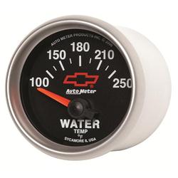 Gauge, Sport-Comp II, Chevy Red Bowtie Emblem, Water Temperature, 100-250 Degrees F, 2 1/16 in., Analog, Electrical
