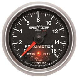 Gauge, Sport-Comp II Pro-Control, EGT, 0-1,600 Degrees F, 2 1/16 in., Analog, Electrical, Each