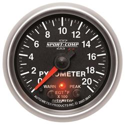 Gauge, Sport-Comp II Pro-Control, EGT, 0-2,000 Degrees F, 2 1/16 in., Analog, Electrical, Each
